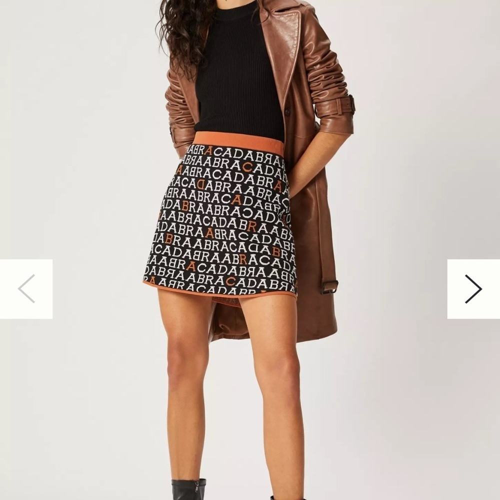 Anthropologie Orange and Black Textured Mini Skirt XS